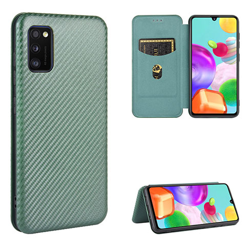 Handytasche Stand Schutzhülle Flip Leder Hülle L06Z für Samsung Galaxy A41 Grün