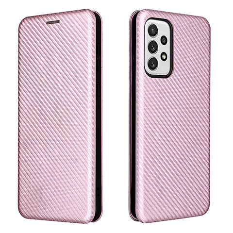 Handytasche Stand Schutzhülle Flip Leder Hülle L06Z für Samsung Galaxy A73 5G Rosegold