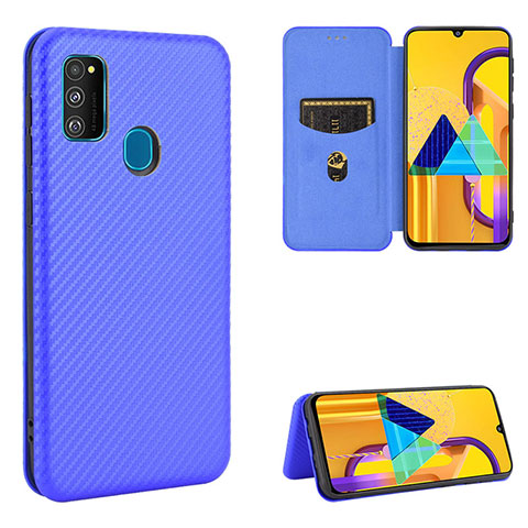 Handytasche Stand Schutzhülle Flip Leder Hülle L06Z für Samsung Galaxy M21 Blau