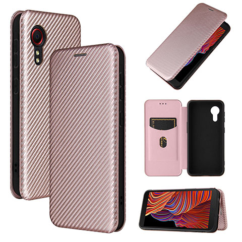 Handytasche Stand Schutzhülle Flip Leder Hülle L06Z für Samsung Galaxy XCover 5 SM-G525F Rosegold