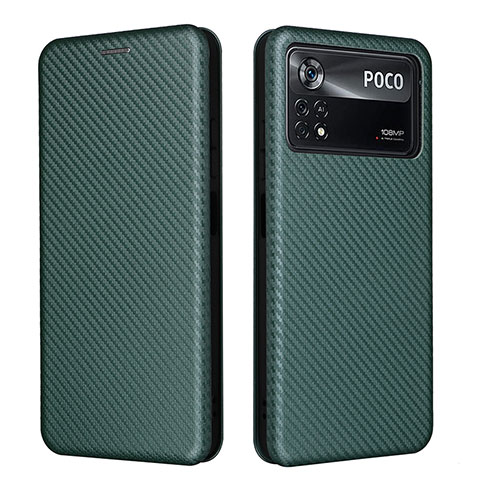 Handytasche Stand Schutzhülle Flip Leder Hülle L06Z für Xiaomi Poco X4 Pro 5G Grün