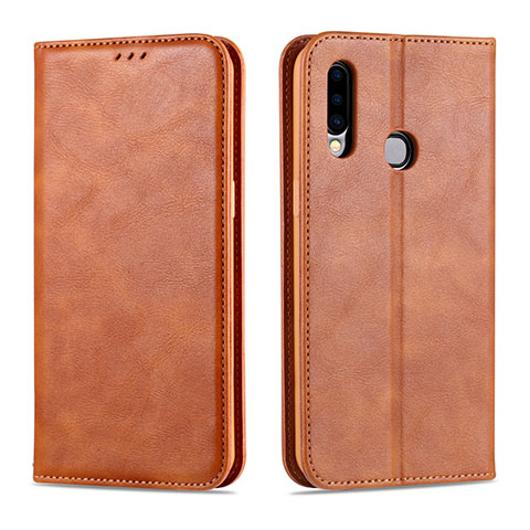 Handytasche Stand Schutzhülle Flip Leder Hülle L07 für Samsung Galaxy A20s Hellbraun