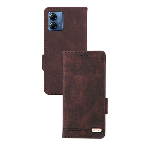 Handytasche Stand Schutzhülle Flip Leder Hülle L07Z für Motorola Moto G14 Braun