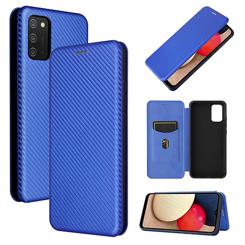 Handytasche Stand Schutzhülle Flip Leder Hülle L07Z für Samsung Galaxy A02s Blau