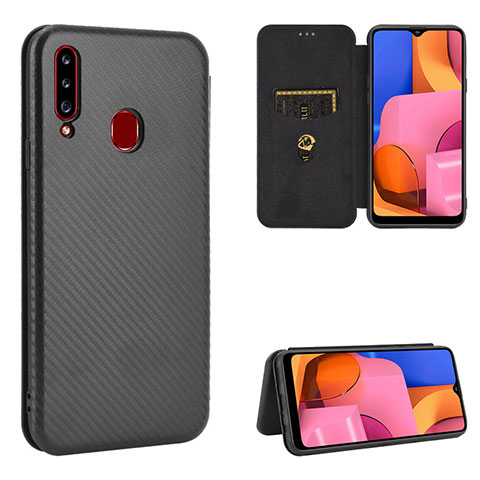 Handytasche Stand Schutzhülle Flip Leder Hülle L07Z für Samsung Galaxy A20s Schwarz