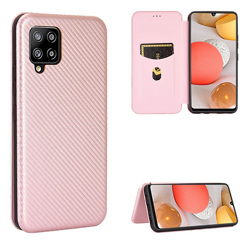 Handytasche Stand Schutzhülle Flip Leder Hülle L07Z für Samsung Galaxy A42 5G Rosegold