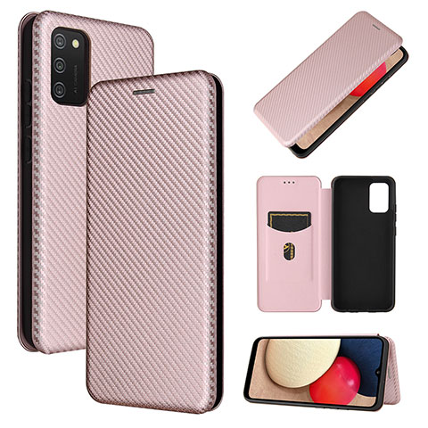 Handytasche Stand Schutzhülle Flip Leder Hülle L07Z für Samsung Galaxy M02s Rosegold