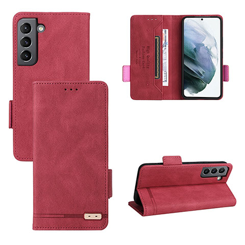 Handytasche Stand Schutzhülle Flip Leder Hülle L07Z für Samsung Galaxy S21 Plus 5G Rot