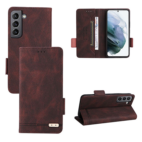 Handytasche Stand Schutzhülle Flip Leder Hülle L07Z für Samsung Galaxy S22 Plus 5G Braun