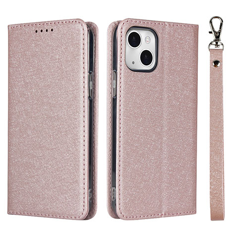 Handytasche Stand Schutzhülle Flip Leder Hülle L08 für Apple iPhone 13 Rosegold