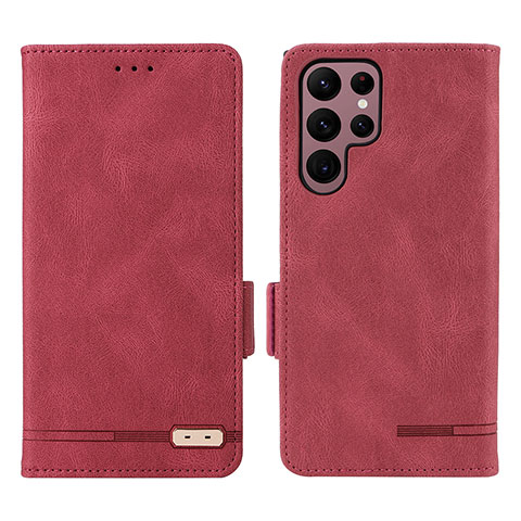 Handytasche Stand Schutzhülle Flip Leder Hülle L08Z für Samsung Galaxy S22 Ultra 5G Rot