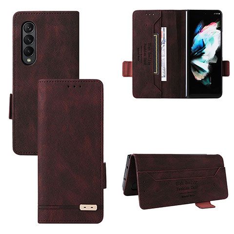 Handytasche Stand Schutzhülle Flip Leder Hülle L08Z für Samsung Galaxy Z Fold3 5G Braun