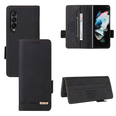 Handytasche Stand Schutzhülle Flip Leder Hülle L08Z für Samsung Galaxy Z Fold3 5G Schwarz