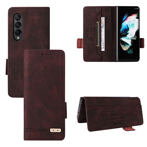 Handytasche Stand Schutzhülle Flip Leder Hülle L08Z für Samsung Galaxy Z Fold4 5G Braun