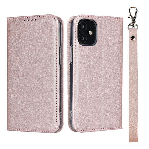 Handytasche Stand Schutzhülle Flip Leder Hülle L09 für Apple iPhone 12 Mini Rosegold