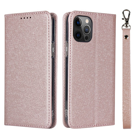 Handytasche Stand Schutzhülle Flip Leder Hülle L09 für Apple iPhone 12 Pro Rosegold