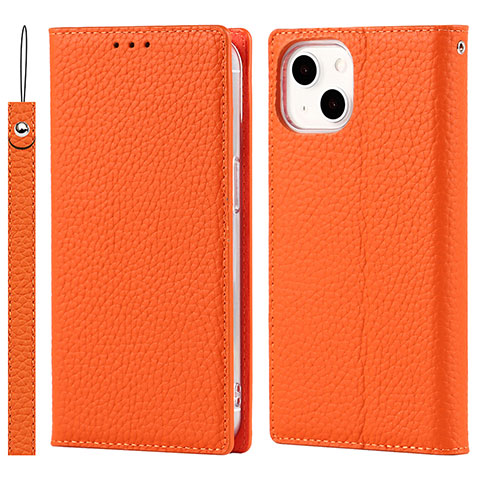 Handytasche Stand Schutzhülle Flip Leder Hülle L09 für Apple iPhone 13 Mini Orange