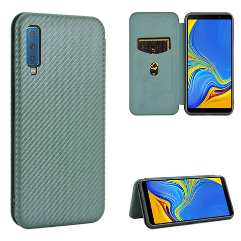 Handytasche Stand Schutzhülle Flip Leder Hülle L09Z für Samsung Galaxy A7 (2018) A750 Grün