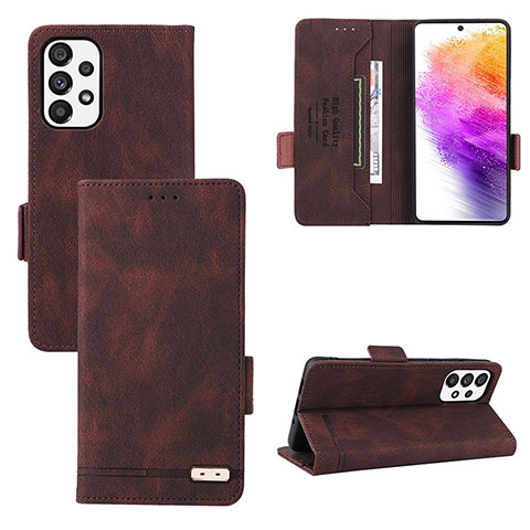 Handytasche Stand Schutzhülle Flip Leder Hülle L09Z für Samsung Galaxy A73 5G Braun