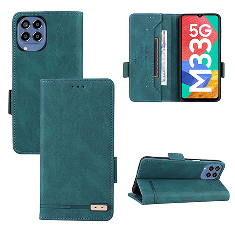 Handytasche Stand Schutzhülle Flip Leder Hülle L09Z für Samsung Galaxy M33 5G Grün