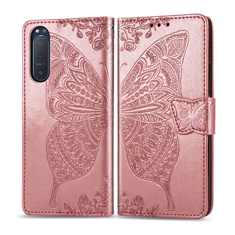 Handytasche Stand Schutzhülle Flip Leder Hülle L10 für Sony Xperia 5 II Rosegold