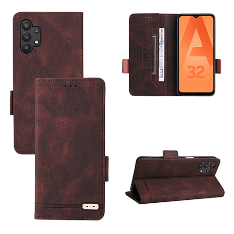 Handytasche Stand Schutzhülle Flip Leder Hülle L11Z für Samsung Galaxy A32 4G Braun