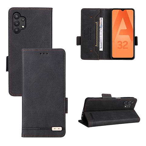 Handytasche Stand Schutzhülle Flip Leder Hülle L11Z für Samsung Galaxy A32 4G Schwarz