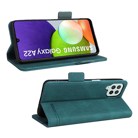 Handytasche Stand Schutzhülle Flip Leder Hülle L12Z für Samsung Galaxy A22 4G Grün