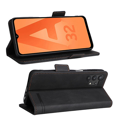 Handytasche Stand Schutzhülle Flip Leder Hülle L12Z für Samsung Galaxy A32 4G Schwarz