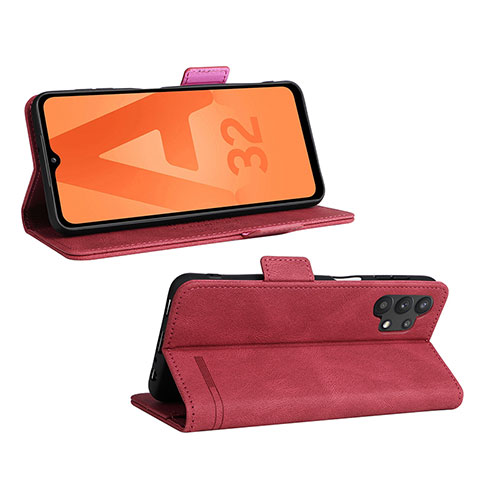 Handytasche Stand Schutzhülle Flip Leder Hülle L12Z für Samsung Galaxy A32 5G Rot