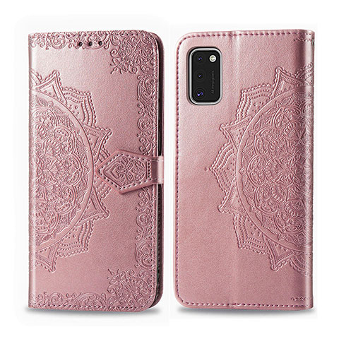 Handytasche Stand Schutzhülle Flip Leder Hülle L14 für Samsung Galaxy A41 Rosegold