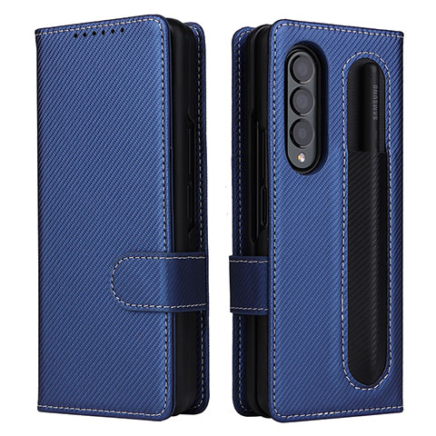 Handytasche Stand Schutzhülle Flip Leder Hülle L14Z für Samsung Galaxy Z Fold3 5G Blau