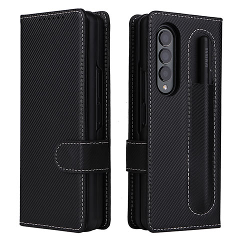 Handytasche Stand Schutzhülle Flip Leder Hülle L14Z für Samsung Galaxy Z Fold3 5G Schwarz