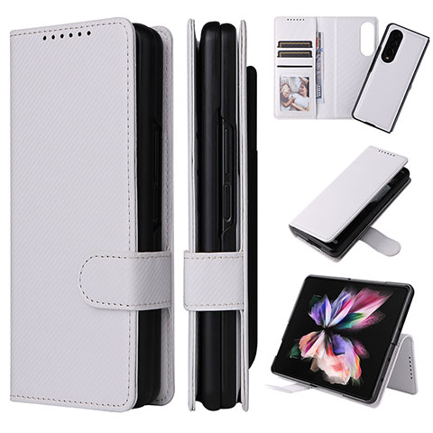 Handytasche Stand Schutzhülle Flip Leder Hülle L17Z für Samsung Galaxy Z Fold3 5G Weiß