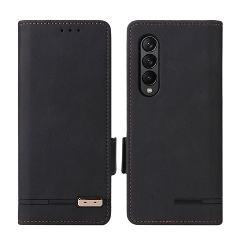 Handytasche Stand Schutzhülle Flip Leder Hülle L18Z für Samsung Galaxy Z Fold3 5G Schwarz