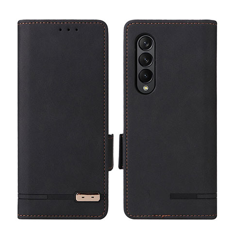 Handytasche Stand Schutzhülle Flip Leder Hülle L18Z für Samsung Galaxy Z Fold4 5G Schwarz