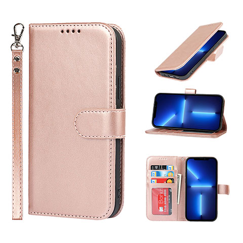 Handytasche Stand Schutzhülle Flip Leder Hülle L19 für Apple iPhone 13 Pro Rosegold