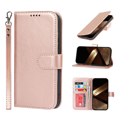 Handytasche Stand Schutzhülle Flip Leder Hülle L19 für Apple iPhone 14 Pro Max Rosegold