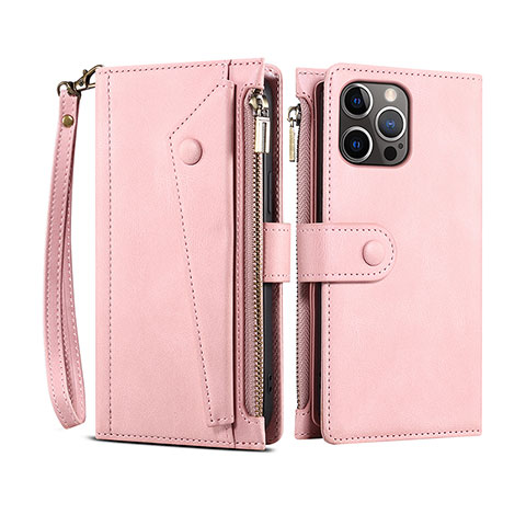 Handytasche Stand Schutzhülle Flip Leder Hülle L20 für Apple iPhone 14 Pro Rosegold