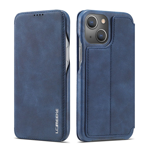 Handytasche Stand Schutzhülle Flip Leder Hülle LC1 für Apple iPhone 15 Blau