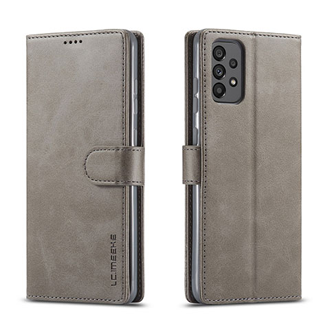 Handytasche Stand Schutzhülle Flip Leder Hülle LC1 für Samsung Galaxy A73 5G Grau