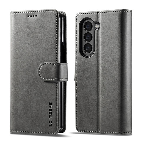 Handytasche Stand Schutzhülle Flip Leder Hülle LC1 für Samsung Galaxy Z Fold5 5G Grau