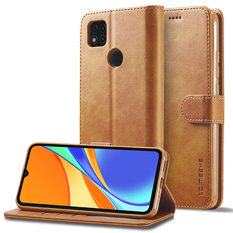 Handytasche Stand Schutzhülle Flip Leder Hülle LC2 für Xiaomi Redmi 9C Hellbraun