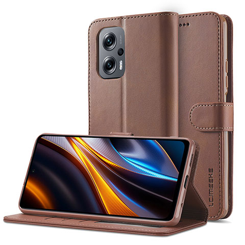 Handytasche Stand Schutzhülle Flip Leder Hülle LC2 für Xiaomi Redmi Note 12T Pro 5G Braun