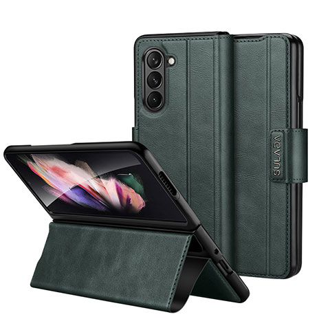 Handytasche Stand Schutzhülle Flip Leder Hülle LD1 für Samsung Galaxy Z Fold5 5G Grün