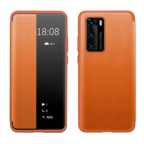 Handytasche Stand Schutzhülle Flip Leder Hülle LF1 für Huawei P40 Orange