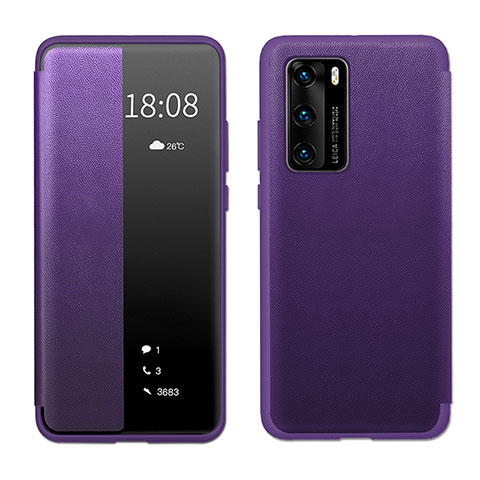 Handytasche Stand Schutzhülle Flip Leder Hülle LF1 für Huawei P40 Violett