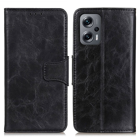 Handytasche Stand Schutzhülle Flip Leder Hülle M02L für Xiaomi Redmi Note 11T Pro+ Plus 5G Schwarz