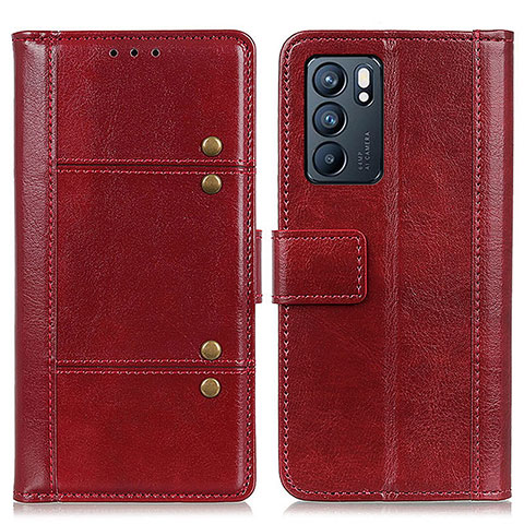 Handytasche Stand Schutzhülle Flip Leder Hülle M06L für Oppo Reno6 5G Rot