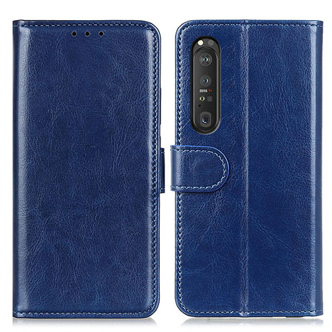 Handytasche Stand Schutzhülle Flip Leder Hülle M07L für Sony Xperia 1 III Blau